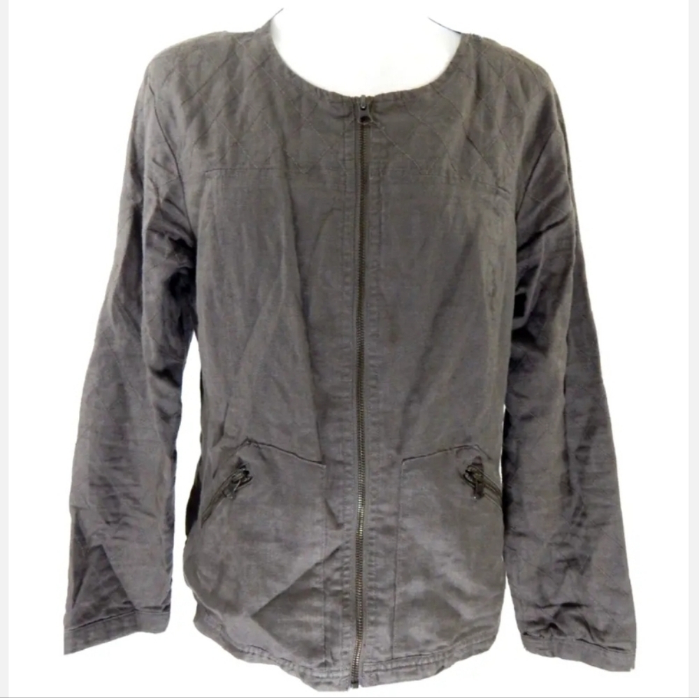 Garnet Hill Linen Bomber Jacket